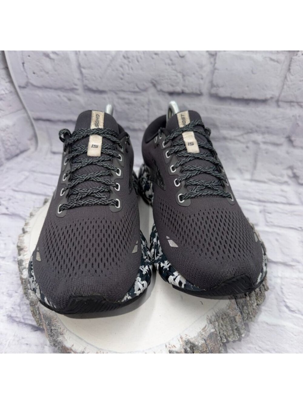 Brooks Ghost 15 Mens Size 8 Black Camo Athletic Running Walking Shoes Sneakers - Picture 2 of 10